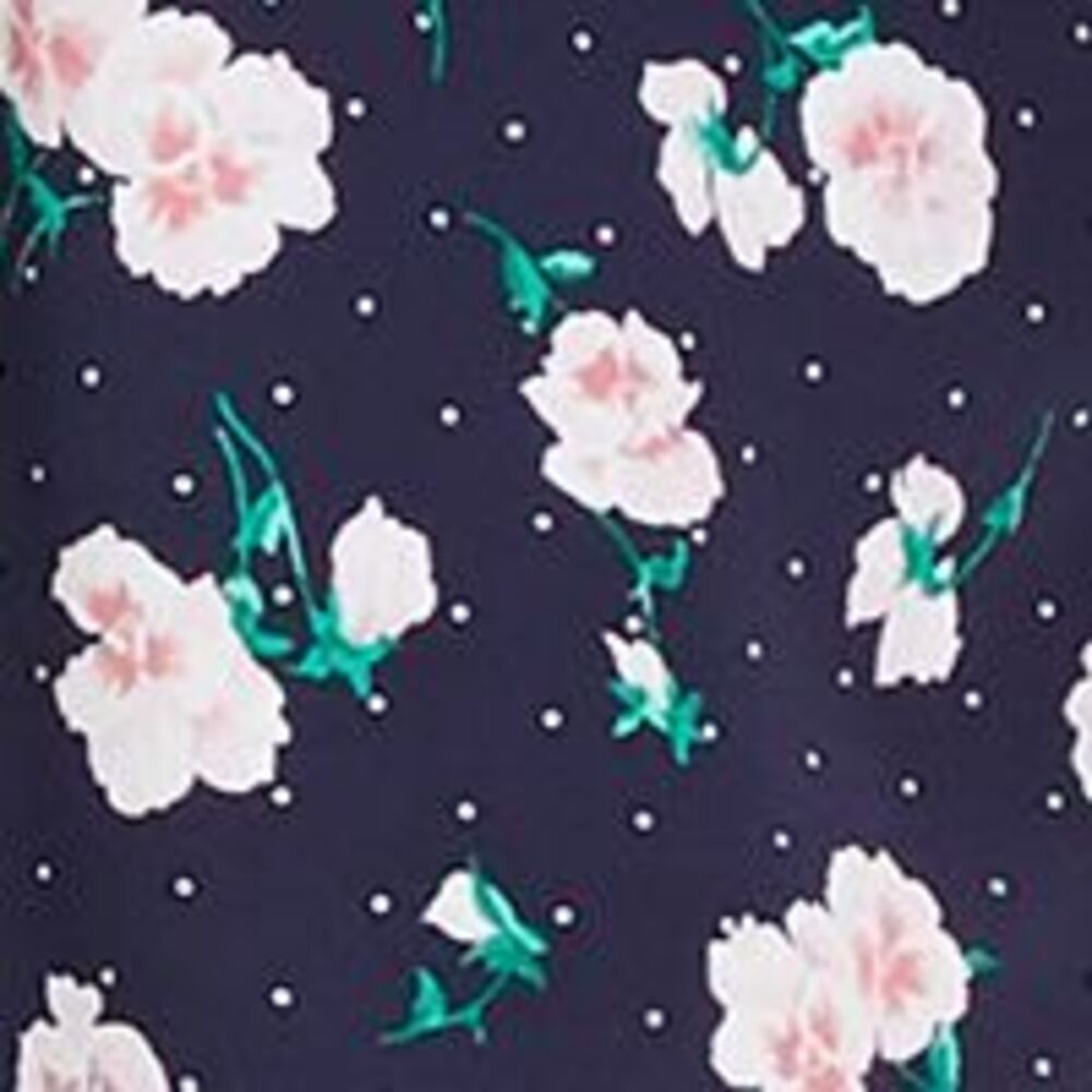 MAISON JULES Womens Navy Floral Long Sleeve V Neck Short Sheath Dress Size: XXS - Picture 4 of 4